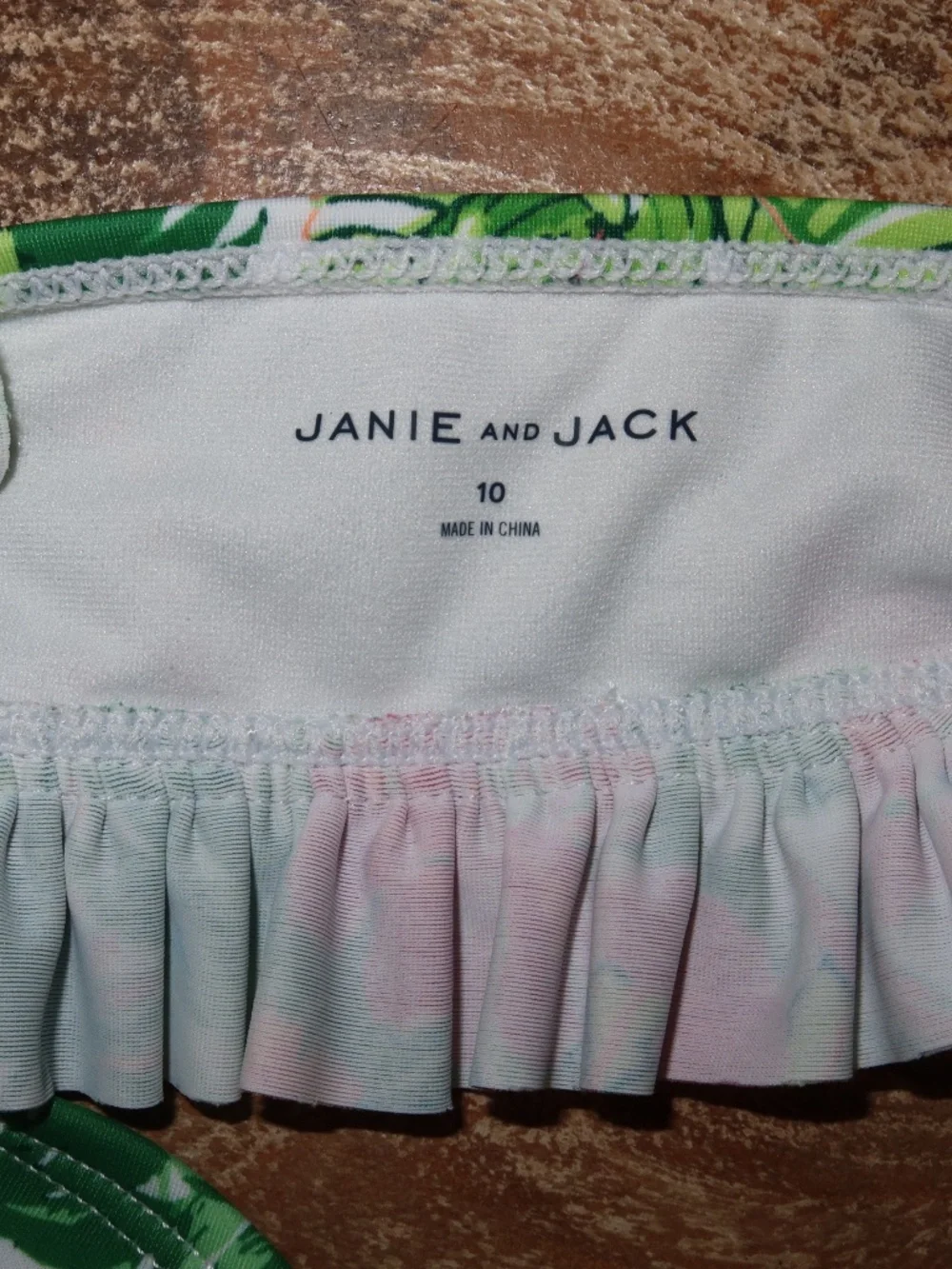 Janie & Jack Two Piece Banana Leaf Floral Girl Swimsuit Size 10